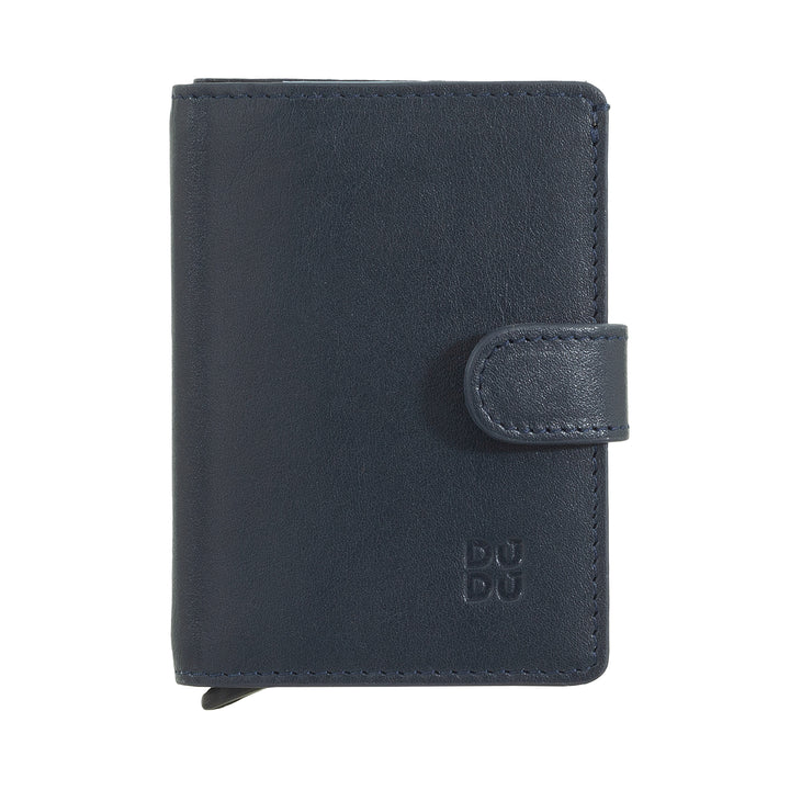 Dudu Walle Rfid Men's Leather Register、アルミニウムカードプロテクターを備えた小さなミニワール、紙幣、ボタン閉鎖