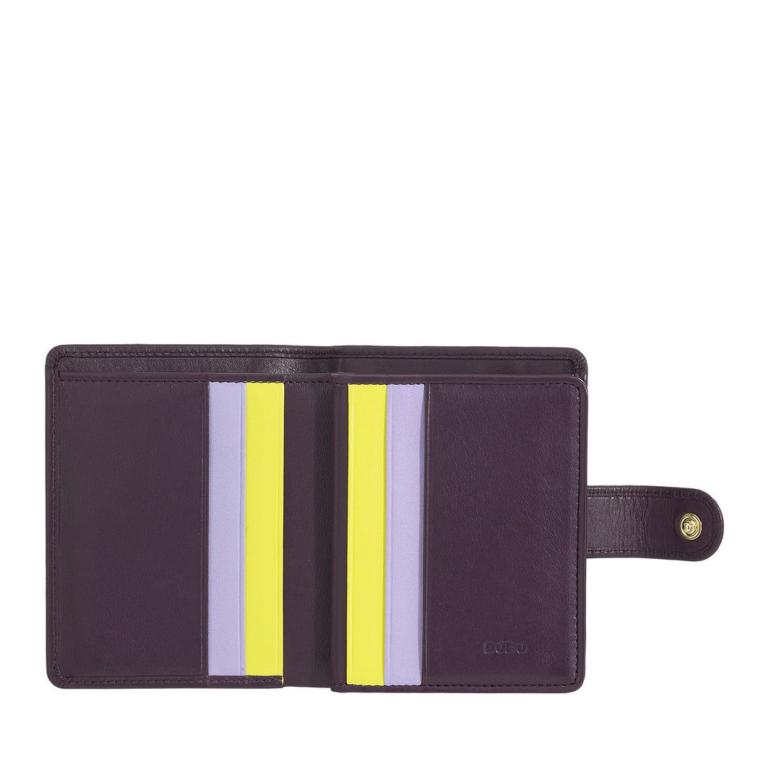 Dudu Women's Wallet in Vera Little Leather Leather Rfid Leather with Crescete Hinge Door Banknotes, External Closure