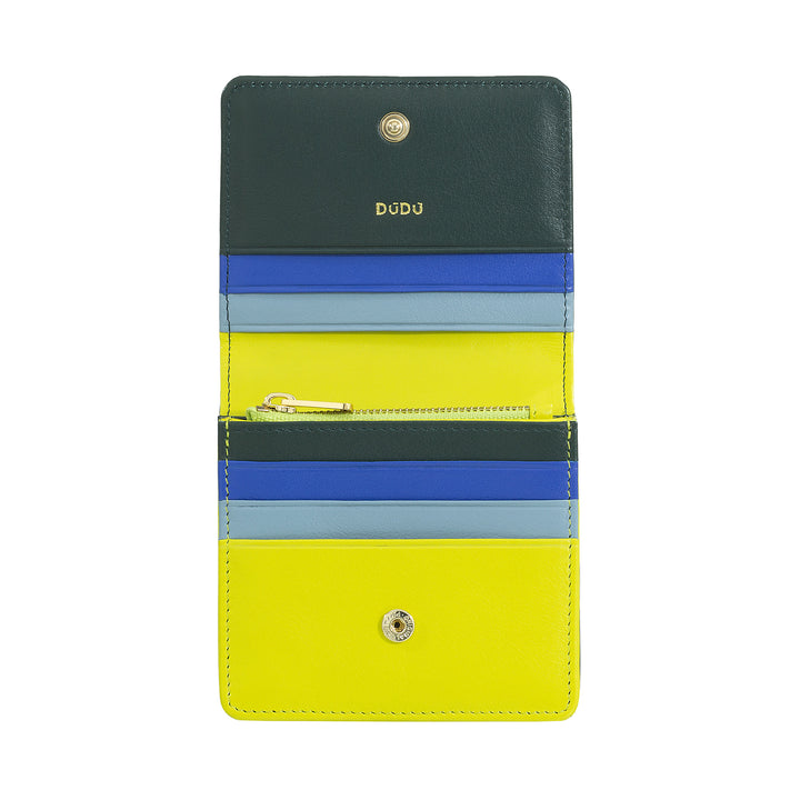 Skop의 Dudu Women 's Women 지갑 Skop Legant RFID Ultra Compact Colorful RFID 내부 지퍼 및 8 개의 카드 카드 소지자 8 개