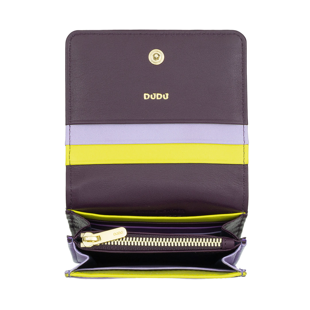 Skop의 Dudu Women 's Women 지갑 Skop Legant RFID Ultra Compact Colorful RFID 내부 지퍼 및 8 개의 카드 카드 소지자 8 개