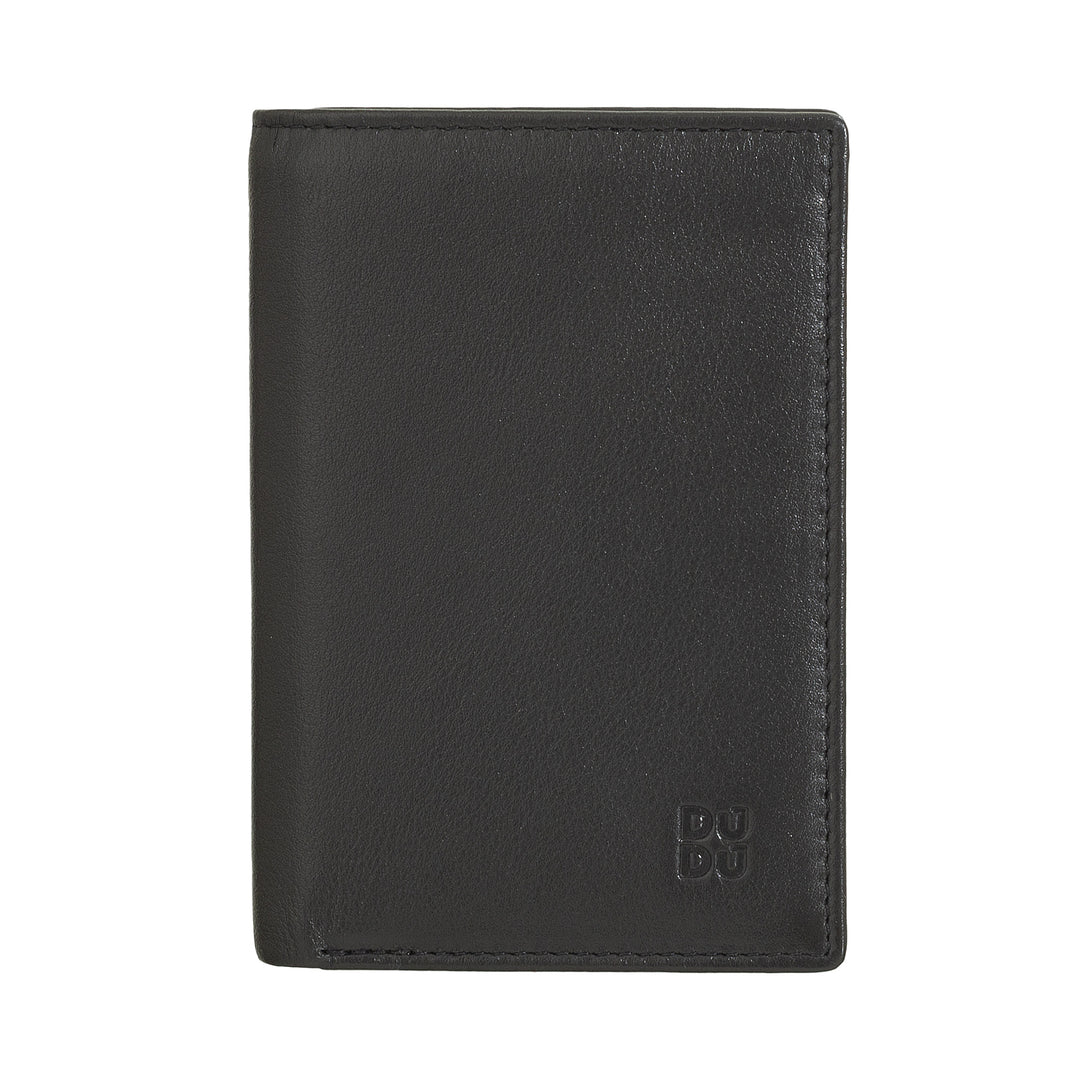 Dudu Men's Slim Leather Wallet、小さくて薄いデザイン、お金とカードのカード、フラップと窓のあるコンパクトウォレットをもたらします