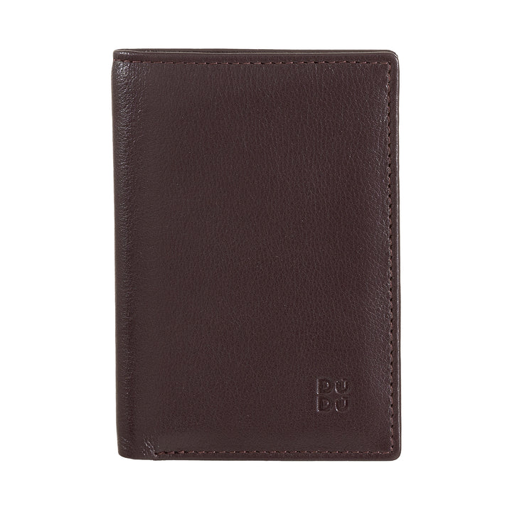 Dudu Men's Slim Leather Wallet、小さくて薄いデザイン、お金とカードのカード、フラップと窓のあるコンパクトウォレットをもたらします