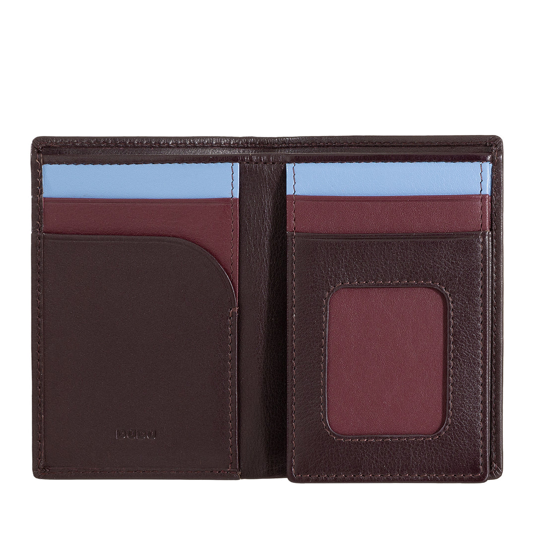 Dudu Men's Slim Leather Wallet、小さくて薄いデザイン、お金とカードのカード、フラップと窓のあるコンパクトウォレットをもたらします