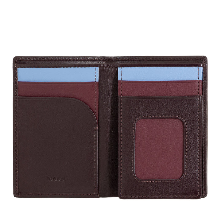 Dudu Men 's Slim Leather 지갑, 작고 얇은 디자인, 돈과 카드 카드, 플랩과 창문이있는 소형 지갑을 가져옵니다.