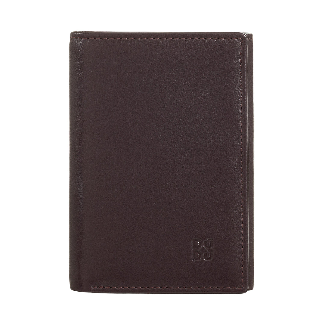 Dudu Man Wale Trifold in Leather、Button、Banknotes、Multicolorドア付き垂直RFIDカードカード