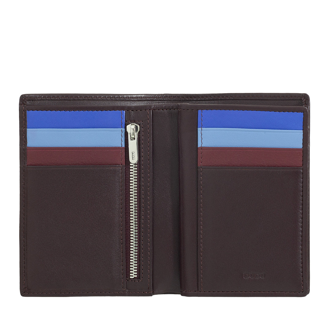 DUDU men's wallet for rfid book in multicolor leather with lightning