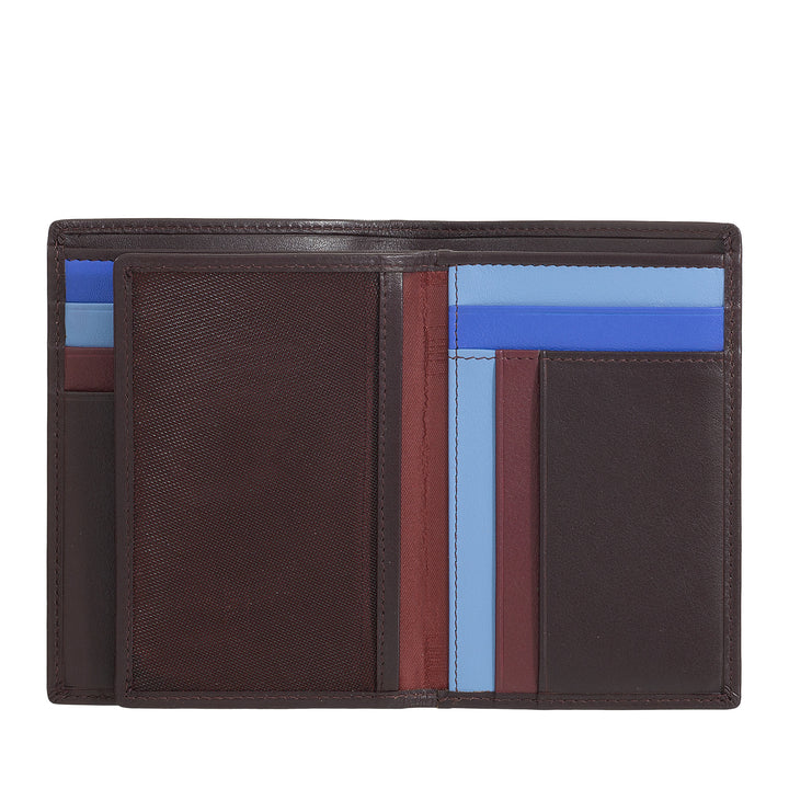 DUDU men's wallet for rfid book in multicolor leather with lightning