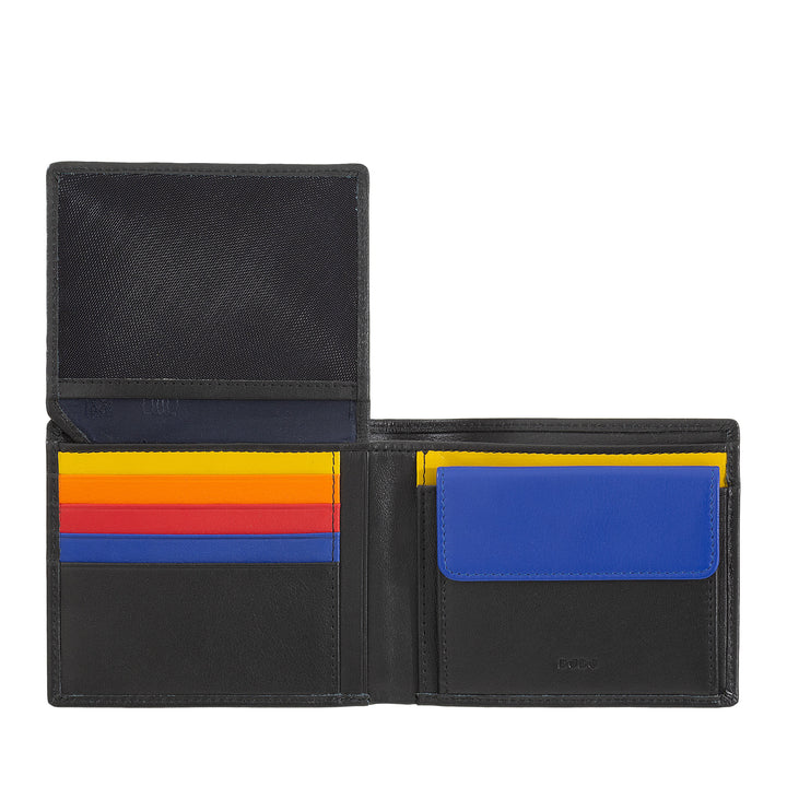 DUDU Men's Classic RFID Multicolor Leather Wallet Signed