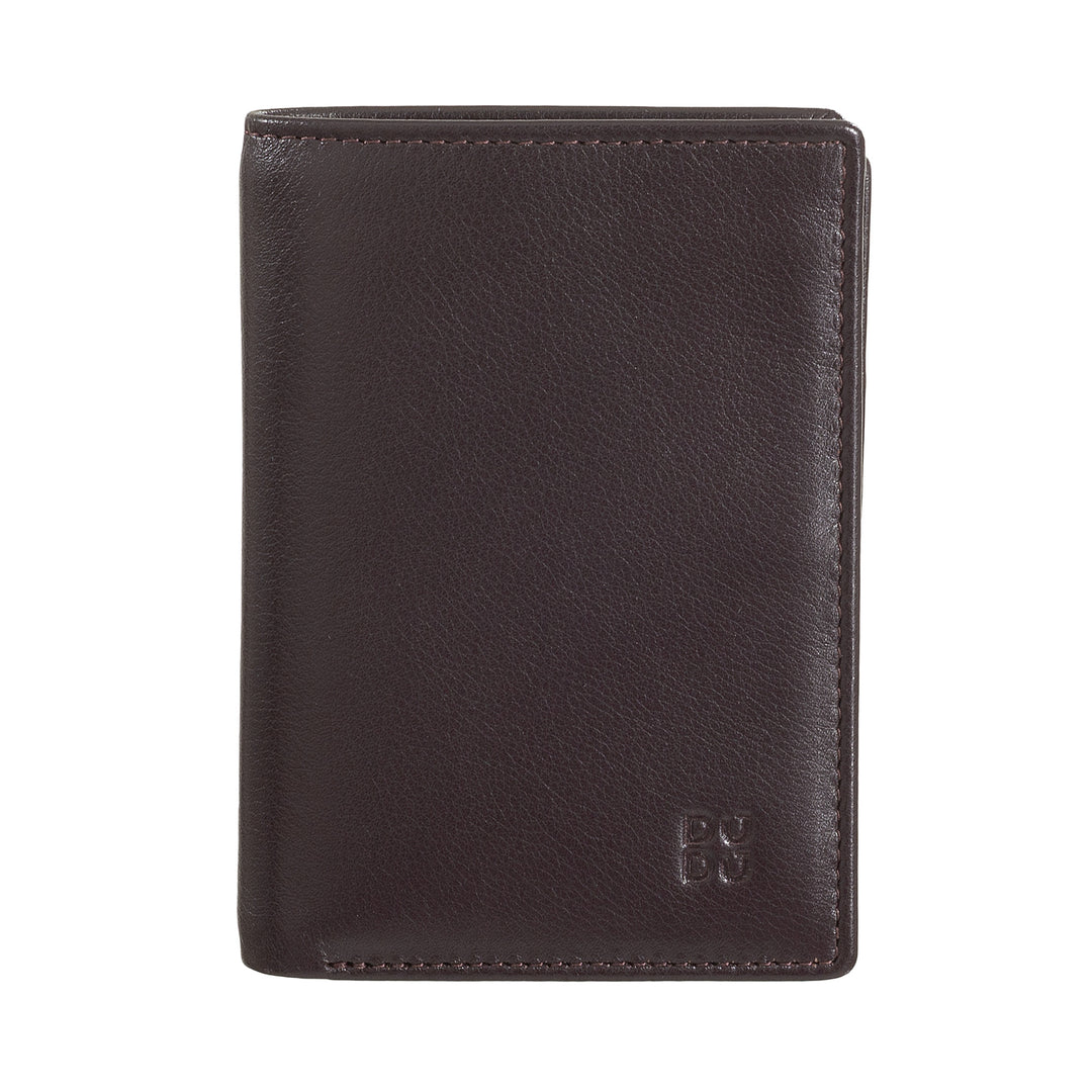 DUDU Men's Wallet RFID Blocking Leather, Bifold Small Pocket Wallet with Window ID, 9 Credit Card Holder, Banknote Holder