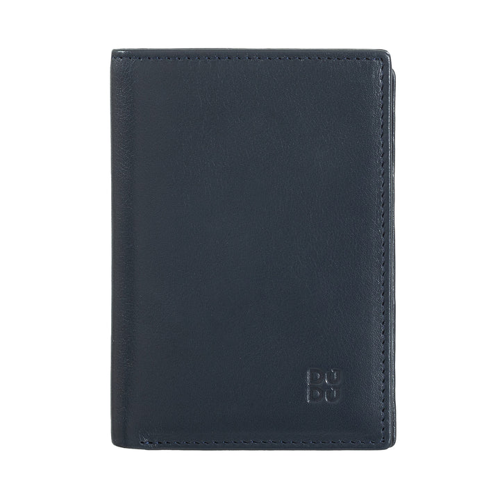 DUDU Men's Wallet Rfid Blocking in Leather, small Bifold Pocket Wallet with ID Window, 9 Credit Card holders, Banknotes holder