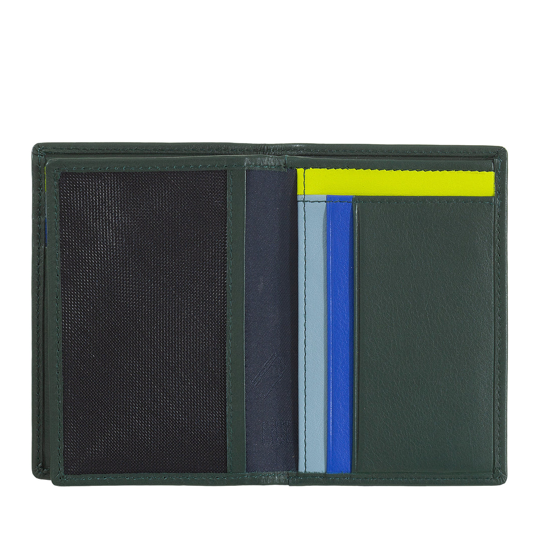 DUDU Men's Wallet Rfid Blocking in Leather, small Bifold Pocket Wallet with ID Window, 9 Credit Card holders, Banknotes holder