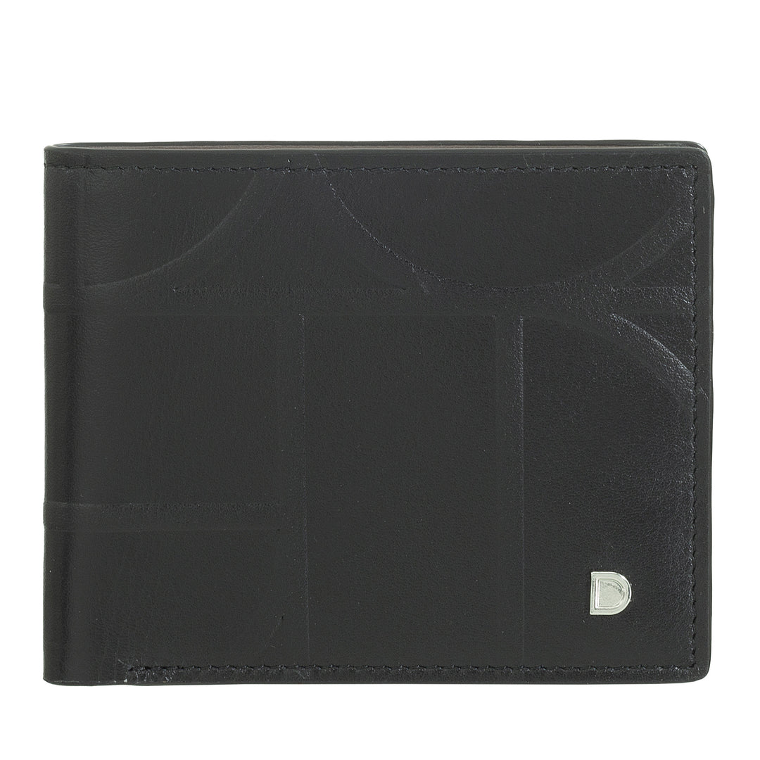 Dudu Men's Slim Printed Leather Wallet with RFID Protection -Compact、Elegant、Small -Size-タックル付きクレジットカードウォレット