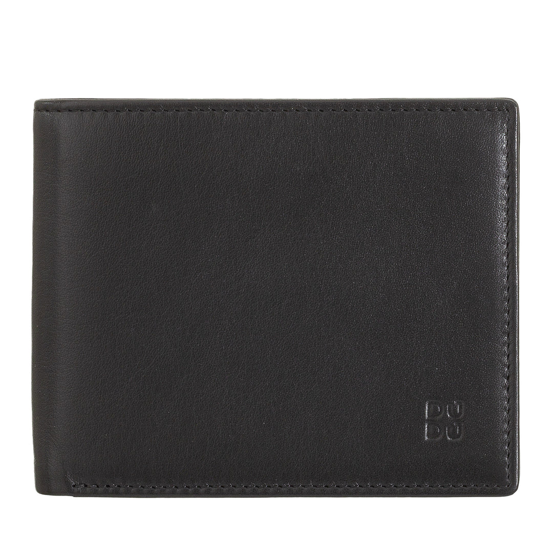 DUDU Men's RFID Wallet Genuine Leather Credit Card Holder 8 Cards Banknote Holder