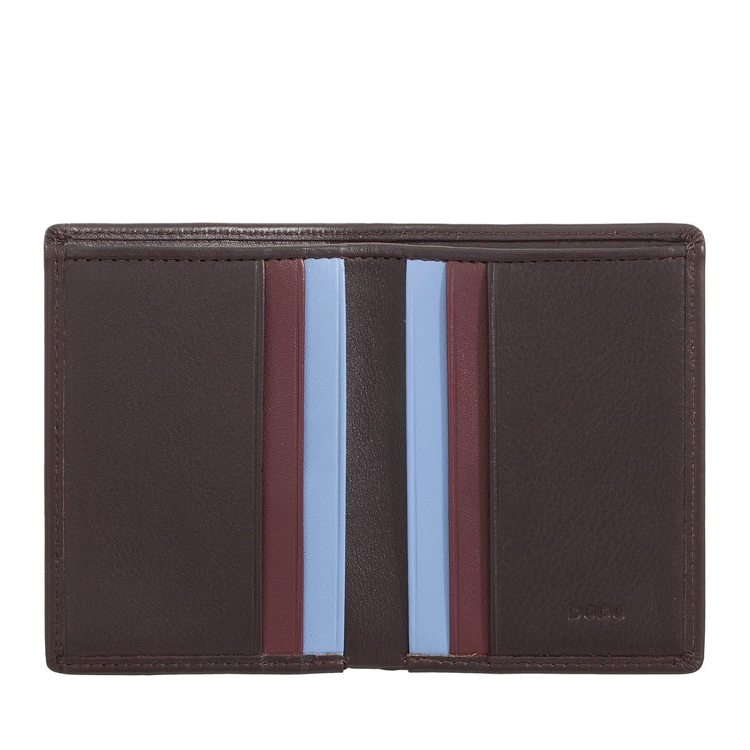 Dudu Men's Leather Wallet、クレジットカード所有者を備えたスリムメンズウォレット、キャッシュケースホルダー、小さくてコンパクト、RFID保護