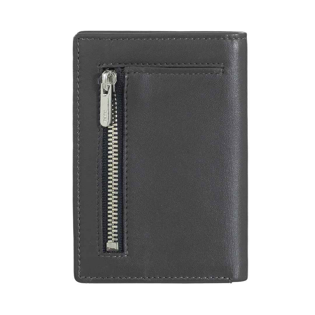 DUDU Men's Small Leather Wallet, Compact Slim Men's Wallet with Credit Card Holder, Cash Banknote Holder, Zip Coin Wallet, with RFID Protection