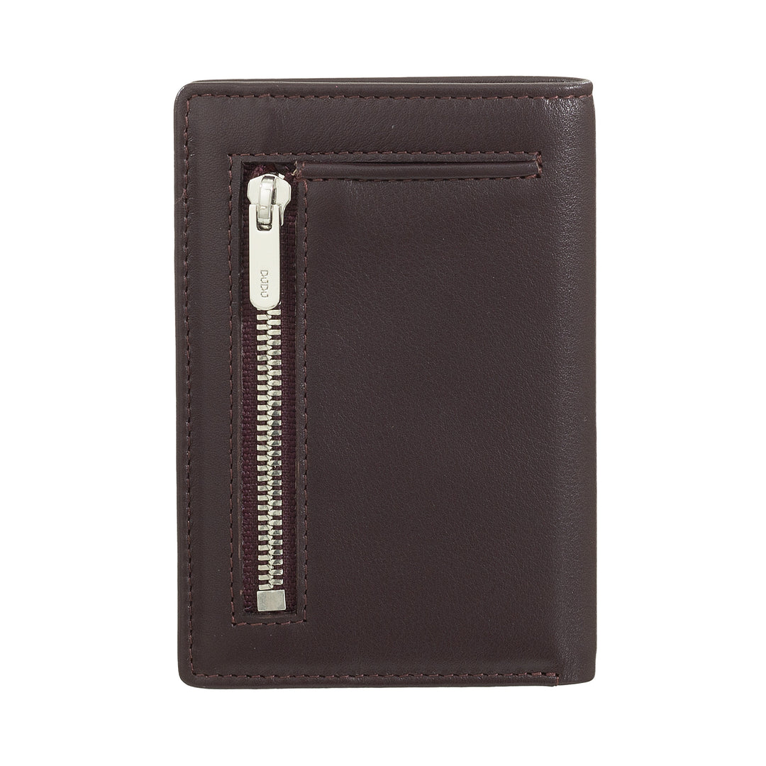 DUDU Men's Wallet in Small Leather, Compact Slim Men's Wallet with Credit Card holder, Cash banknotes holder, Door Zip, with RFID protection