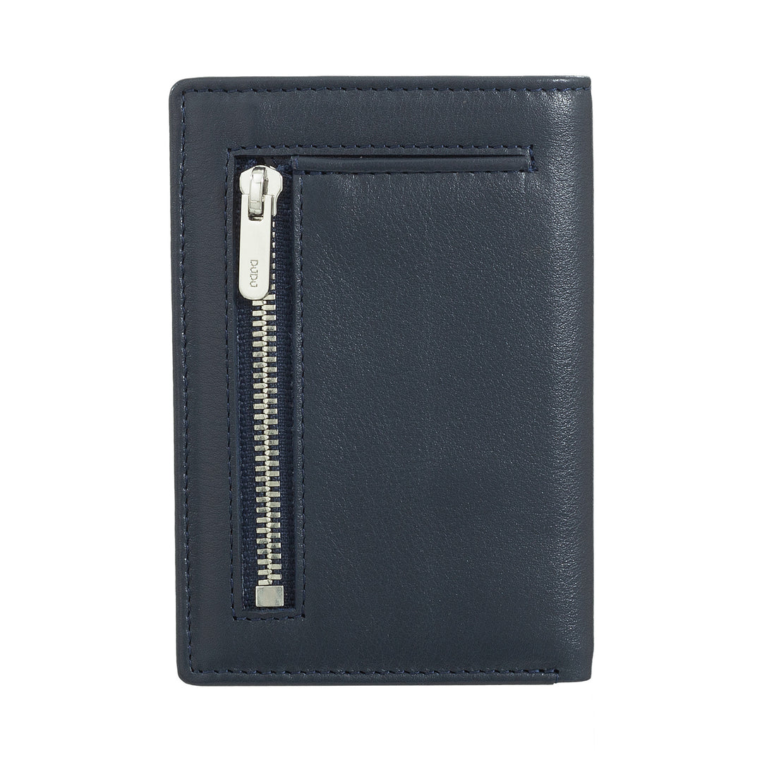 DUDU Men's Wallet in Small Leather, Compact Slim Men's Wallet with Credit Card holder, Cash banknotes holder, Door Zip, with RFID protection