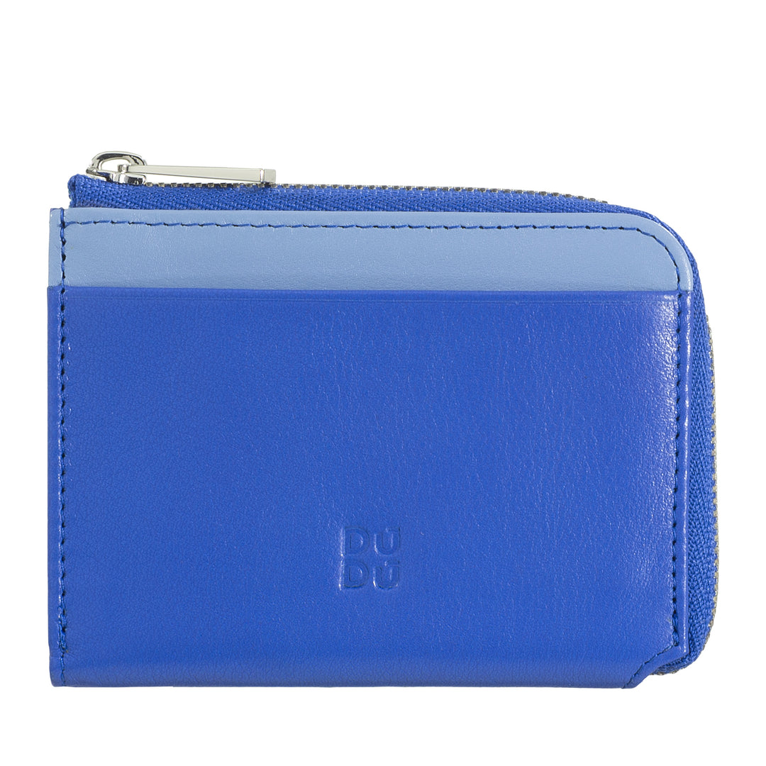 Dudu Small Men's Wallet with Zip、Colored LeatherのRFIDウォレット、クレジットカードホルダー、コンパクトポケットデザイン