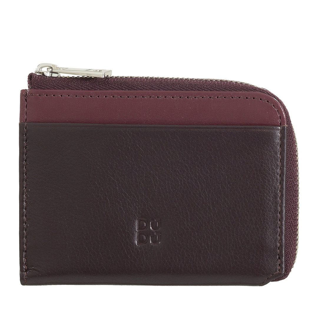 Dudu Small Men's Wallet with Zip、Colored LeatherのRFIDウォレット、クレジットカードホルダー、コンパクトポケットデザイン