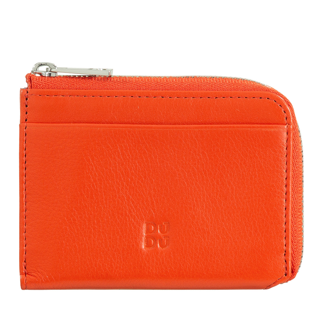 Dudu Small Men's Wallet with Zip、Colored LeatherのRFIDウォレット、クレジットカードホルダー、コンパクトポケットデザイン