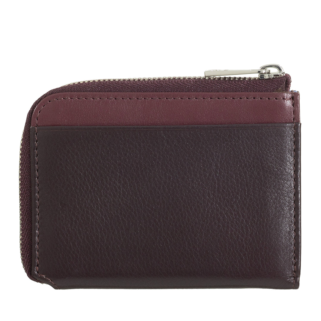 Dudu Small Men's Wallet with Zip、Colored LeatherのRFIDウォレット、クレジットカードホルダー、コンパクトポケットデザイン