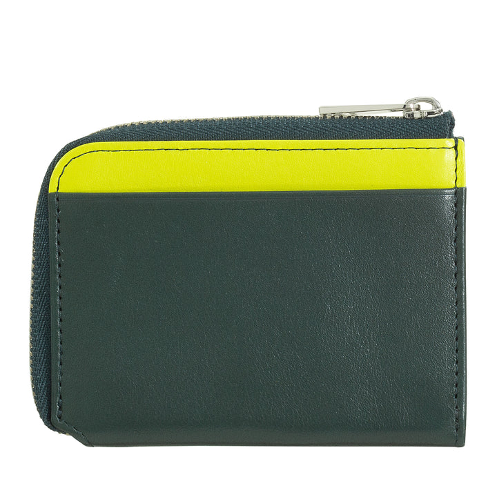 Dudu Small Men's Wallet with Zip、Colored LeatherのRFIDウォレット、クレジットカードホルダー、コンパクトポケットデザイン