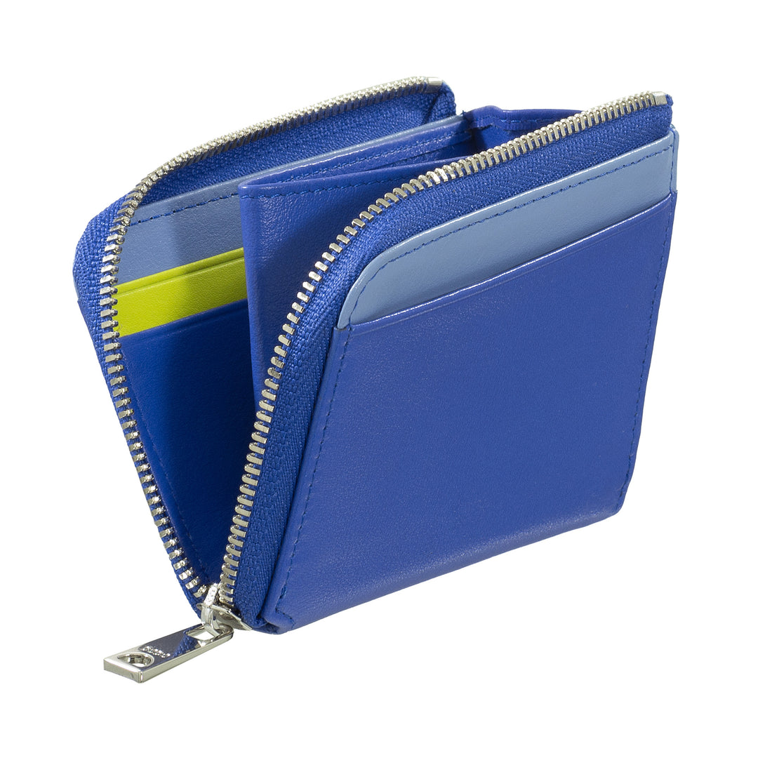 Dudu Small Men's Wallet with Zip、Colored LeatherのRFIDウォレット、クレジットカードホルダー、コンパクトポケットデザイン