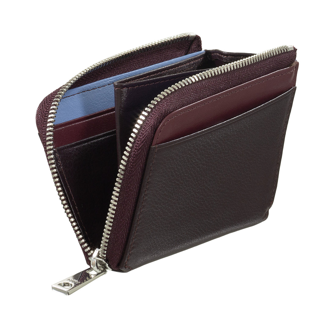 Dudu Small Men's Wallet with Zip、Colored LeatherのRFIDウォレット、クレジットカードホルダー、コンパクトポケットデザイン