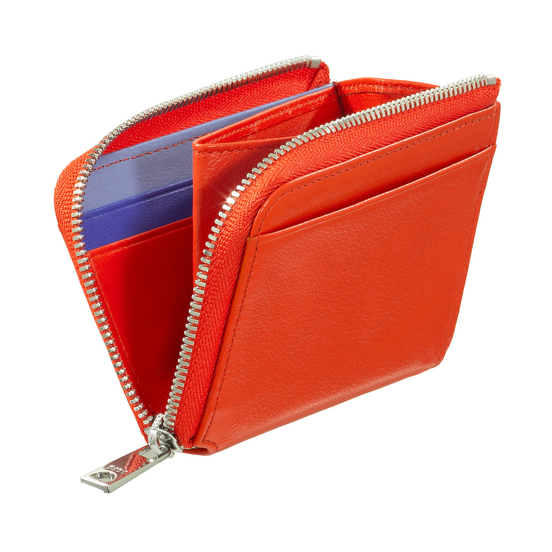 Dudu Small Men's Wallet with Zip、Colored LeatherのRFIDウォレット、クレジットカードホルダー、コンパクトポケットデザイン