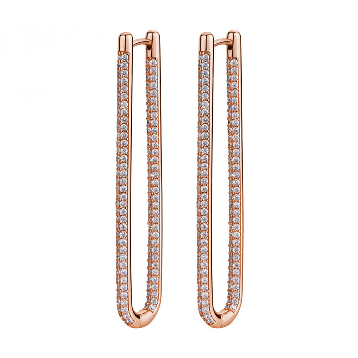 玫瑰耳環橢圓形白銀925 PVD粉紅色立方鋯石Rzbi