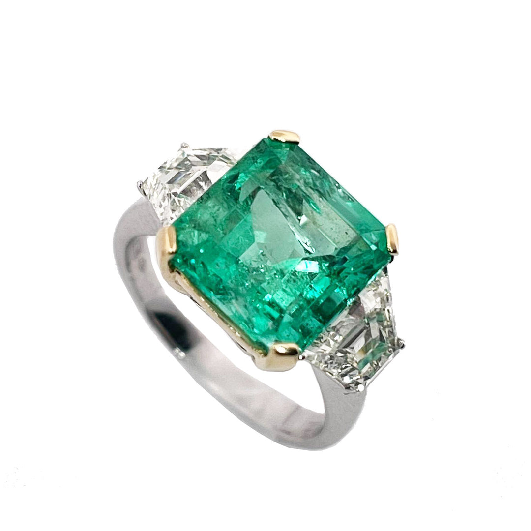 Zydo Gold Ring White 18kt Emerald Diamond 0002Ag