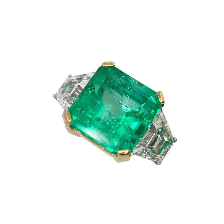 Zydo gold ring white 18kt emerald diamond 0002ag