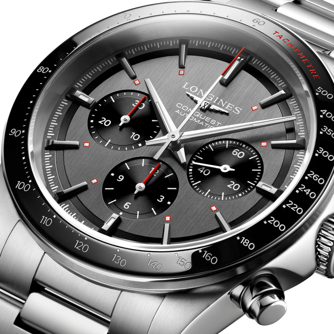 Longines Conquest Chrono Ski Edition 42mm 자동 회색 스틸 L3.836.4.52.9