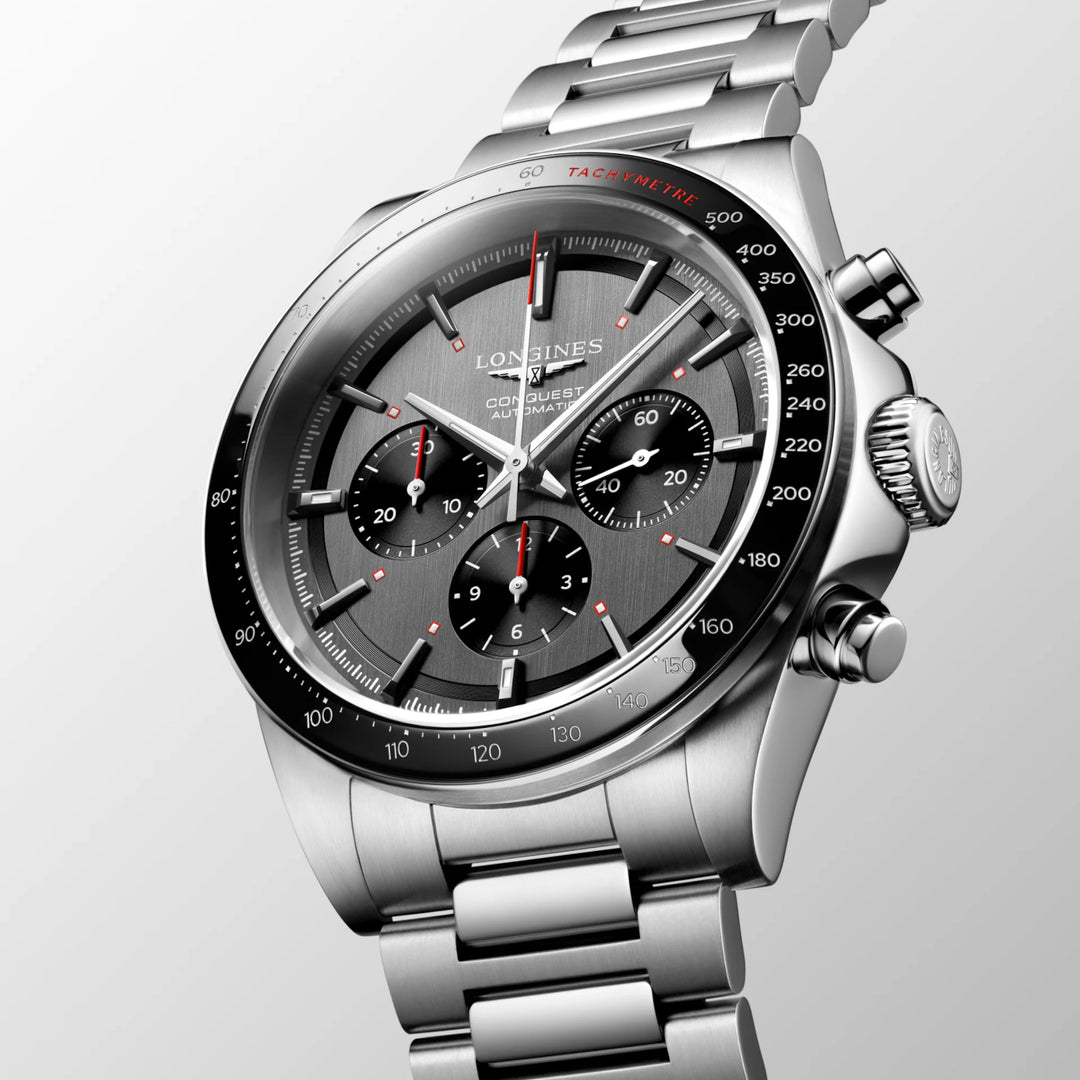 Longines Conquest Chrono Ski Edition 42mm 자동 회색 스틸 L3.836.4.52.9