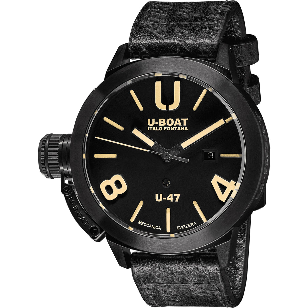 U-BOAT 시계 클래식 U-47 AB1 47mm 블랙 자동 강철 마무리 블랙 PVD 블랙 9160