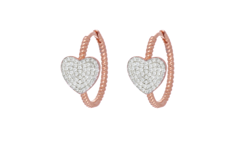 Hearts Milano Hoop Earrings Batticuore Spiga Collection silver 925 finish PVD rose gold 24915885