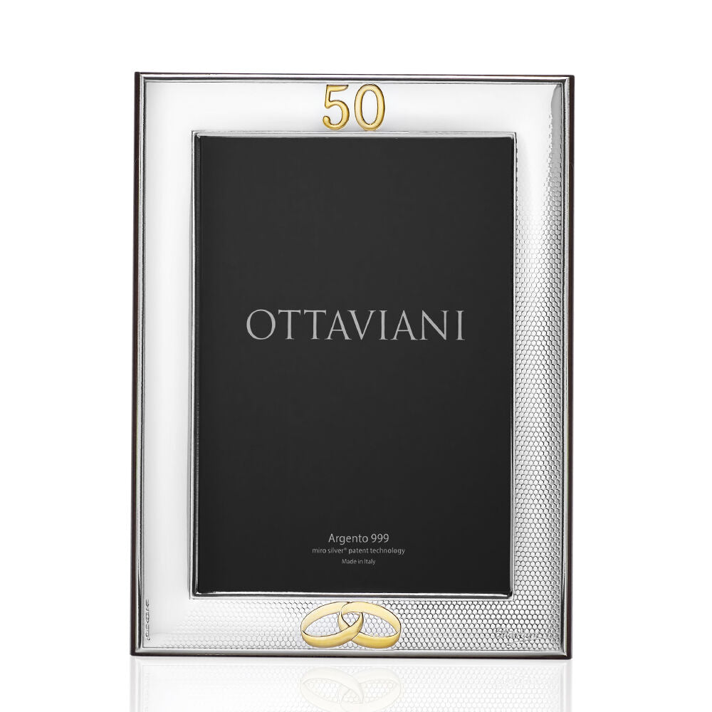 オッタヴィアーニのフレーム50年の結婚式18x24cmシルバーラミネート999 5015