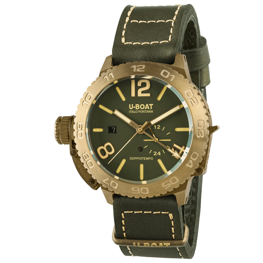 U-BOAT watch DOUBLE TIME 46 BRONZE GR 46mm automatic green bronze 9088