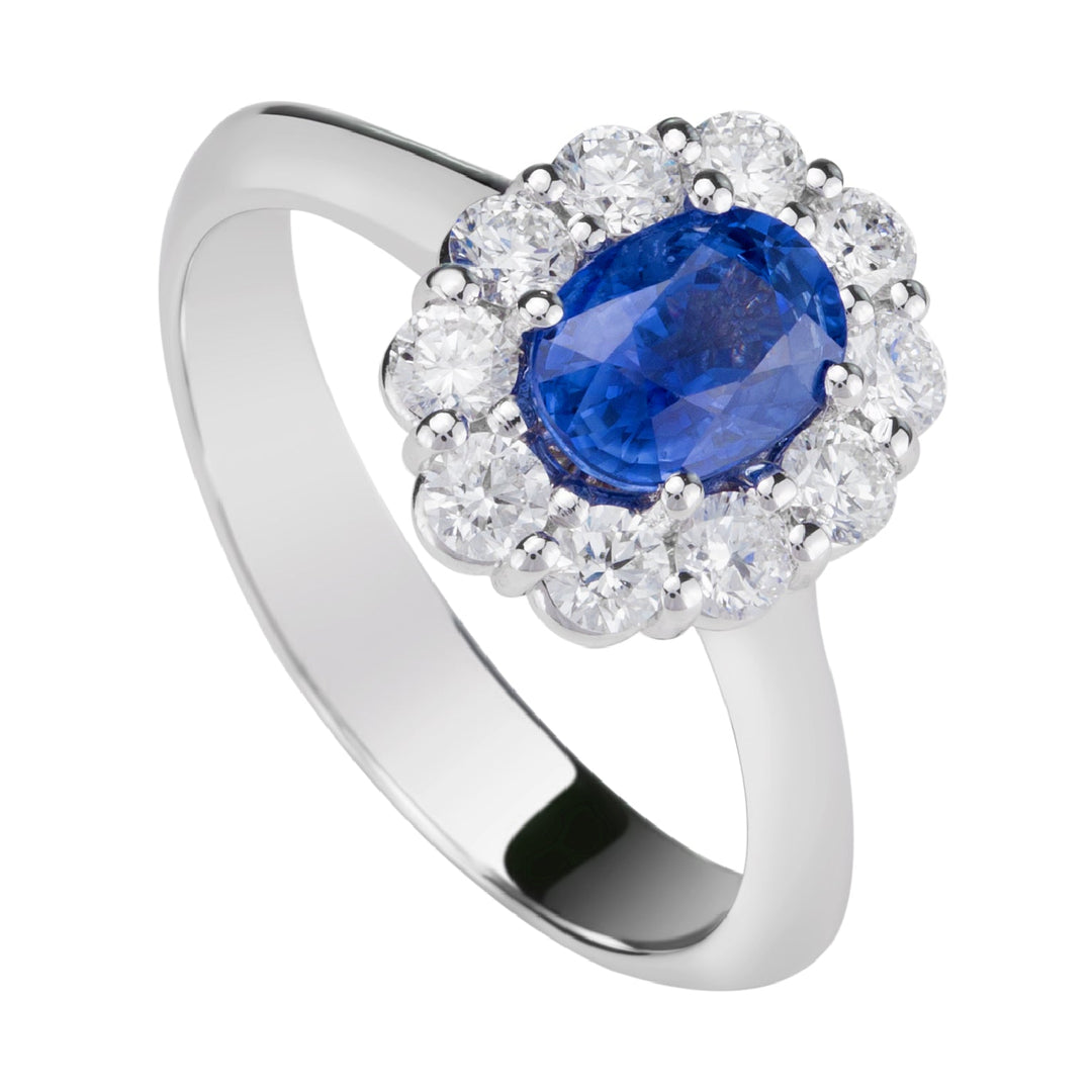Golay 7X5椭圆形蓝宝石戒指和钻石