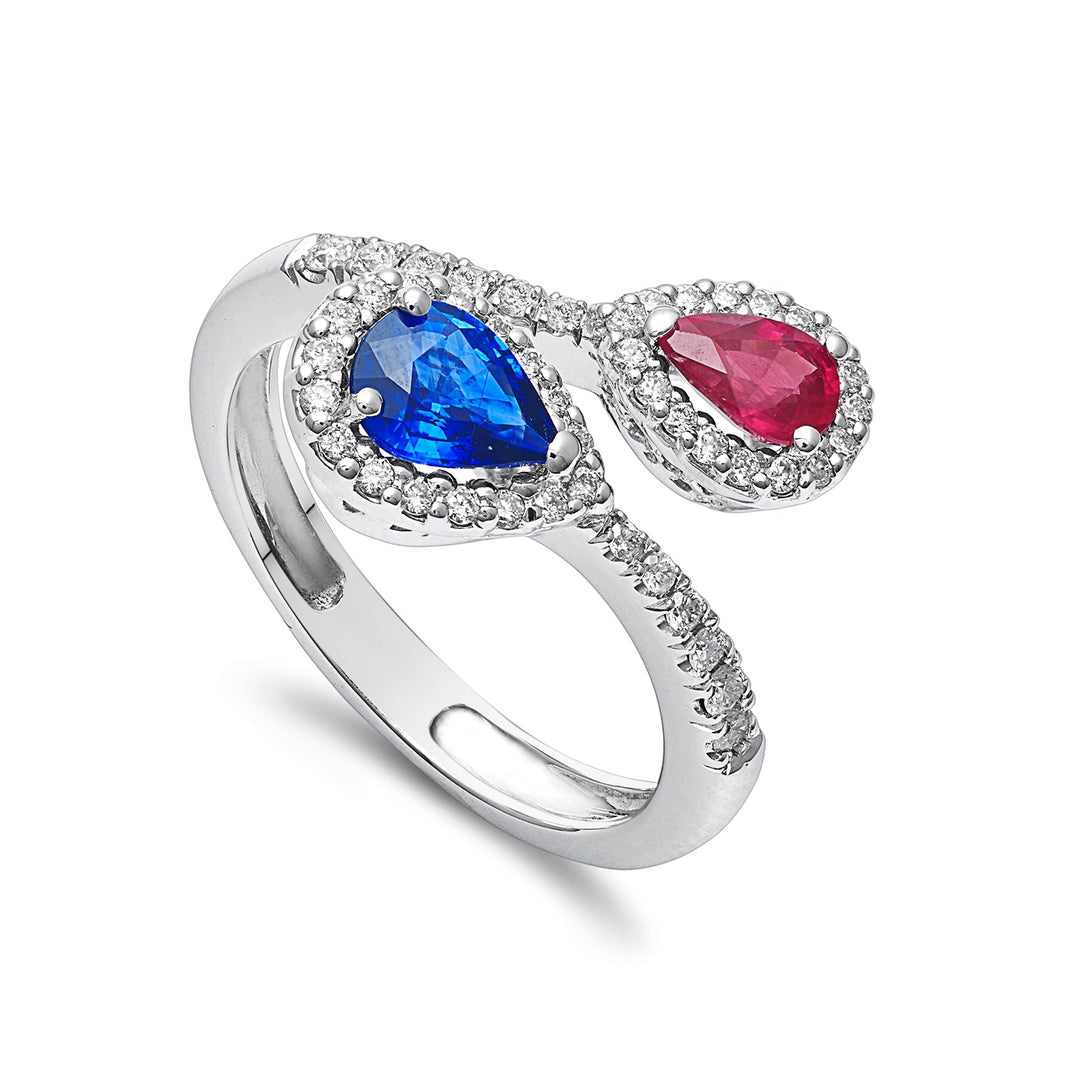 Golay Contorrier Ring Ring Sapphire與Drop and Drop -Down Ruby