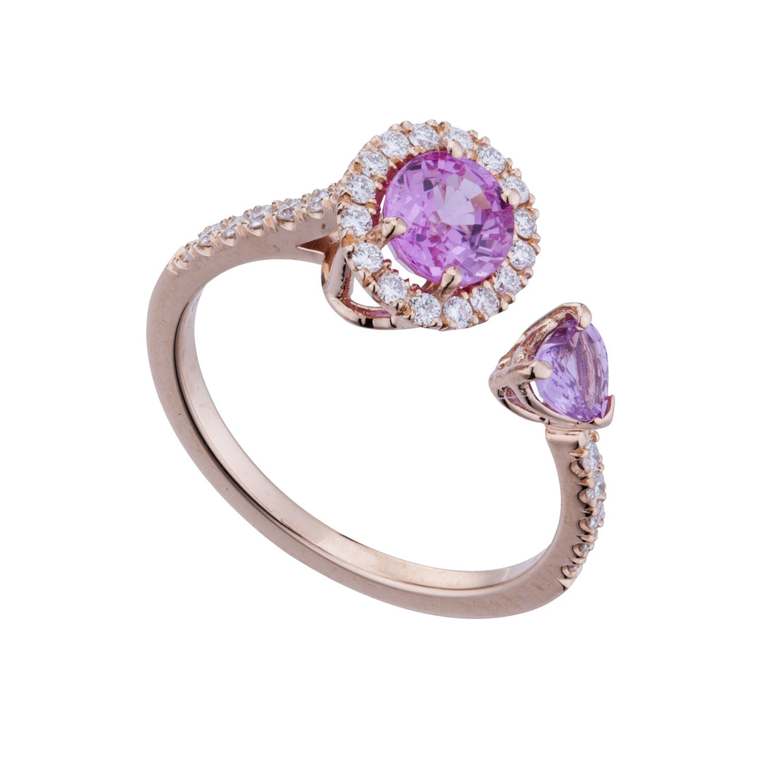 Golay Ring Contrarier Sapphire Pink Heart