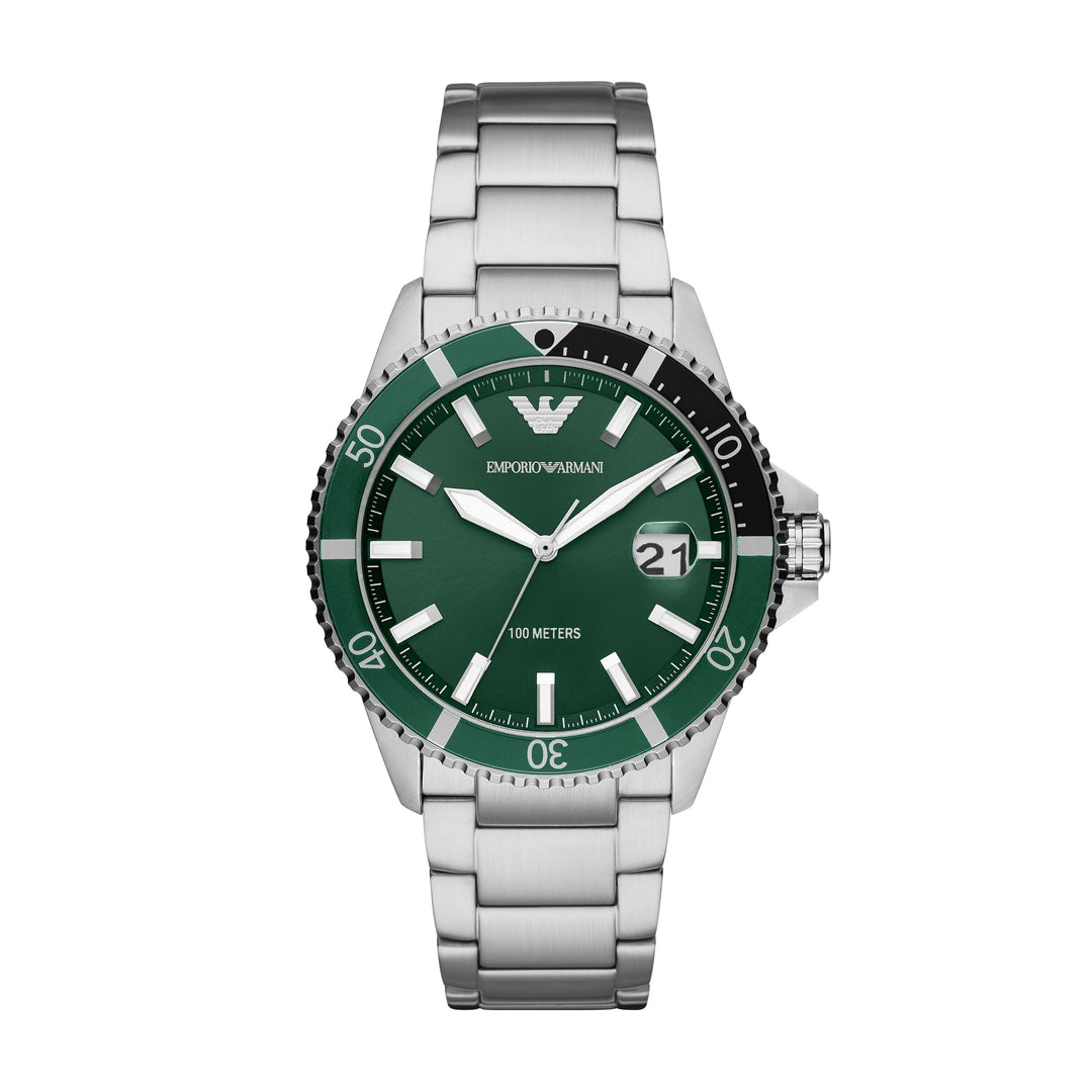 エンポリオアルマーニ腕時計メンズダイバーグリーン42ミリメートル石英鋼AR11338