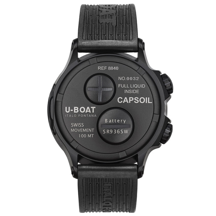U-BOAT 시계 Capsoil 더블 타임 DLC 레드 인페셔널 45mm 블랙 스틸 8841