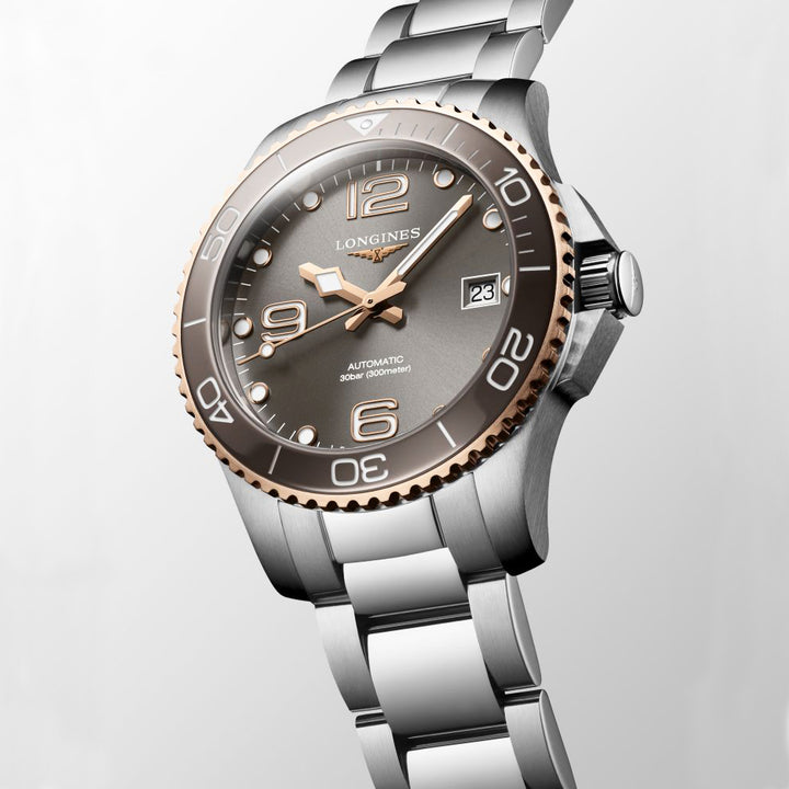 Longines HydroconQuest Watch 39mm自動灰色の鋼L3.780.3.78.6