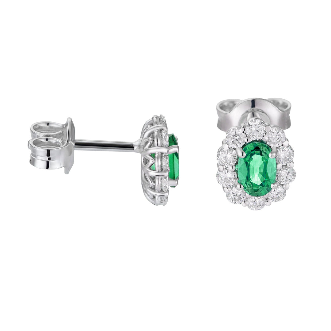 Golay Emeralds 4X5 椭圆形耳环和钻石