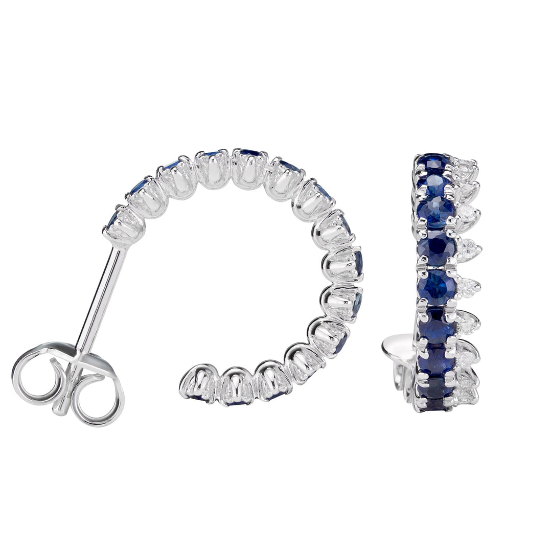 Golay 耳环 线性圆蓝宝石和白色钻石