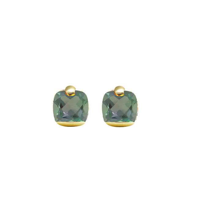 Pitti와 Sisi 로브 귀걸이 무지개 925는 PVD 마무리 옐로우 골드 석 영 녹색 또는 9591G/069