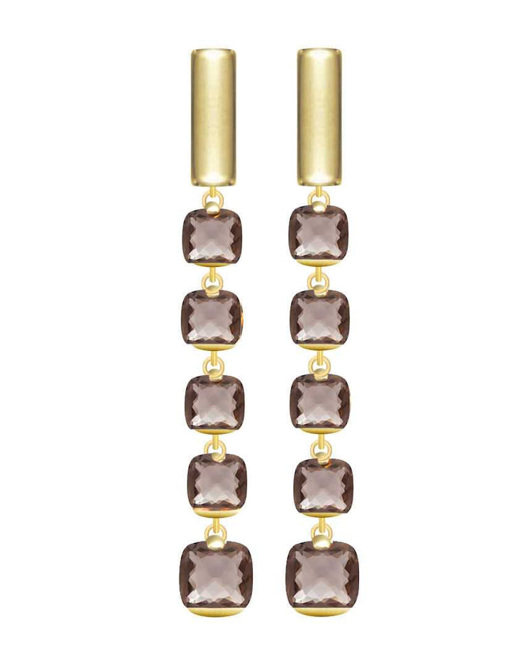 Pitti和Sisi Rainbow耳环925银饰PVD黄金石英烟熏或9597G/057
