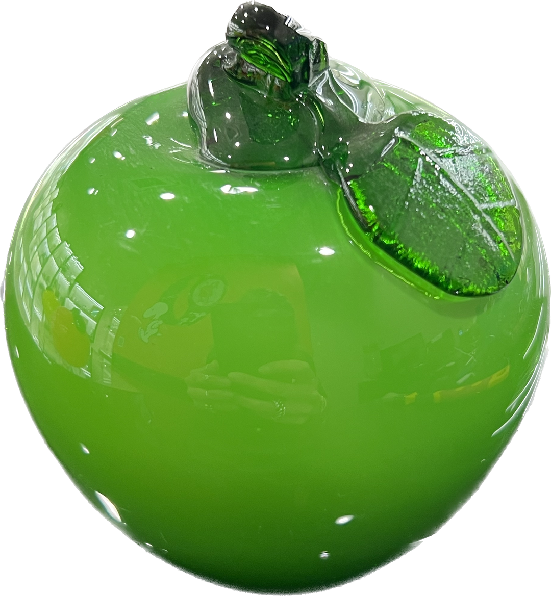 Murano 스타일의 녹색 불어 유리 사과 MELA-V-01