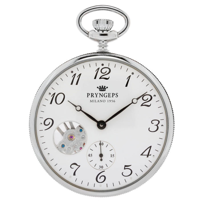 Pryngps 포켓 시계 50mm 흰색 수동 충전 강철 T087